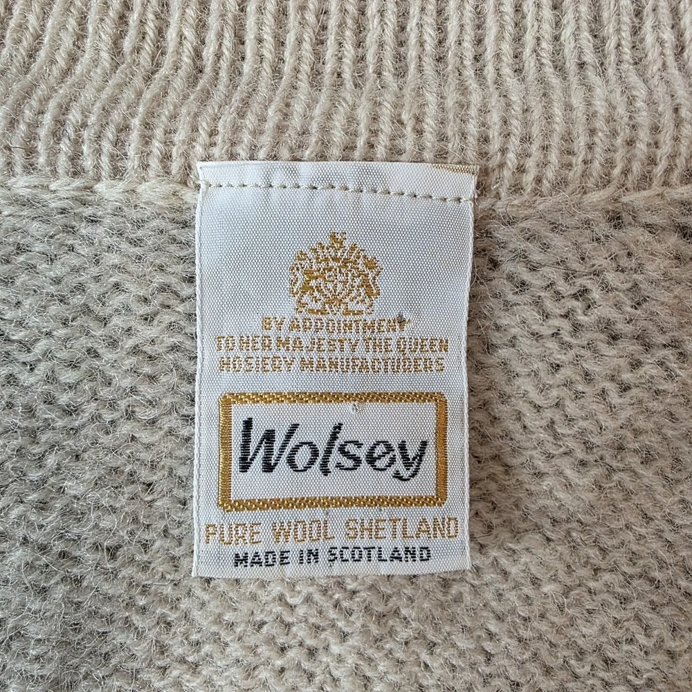 Vintage Wolsey Made in Scotland Pure New Wool Sweater – Size UK14 - Natural - Picture 5 of 6